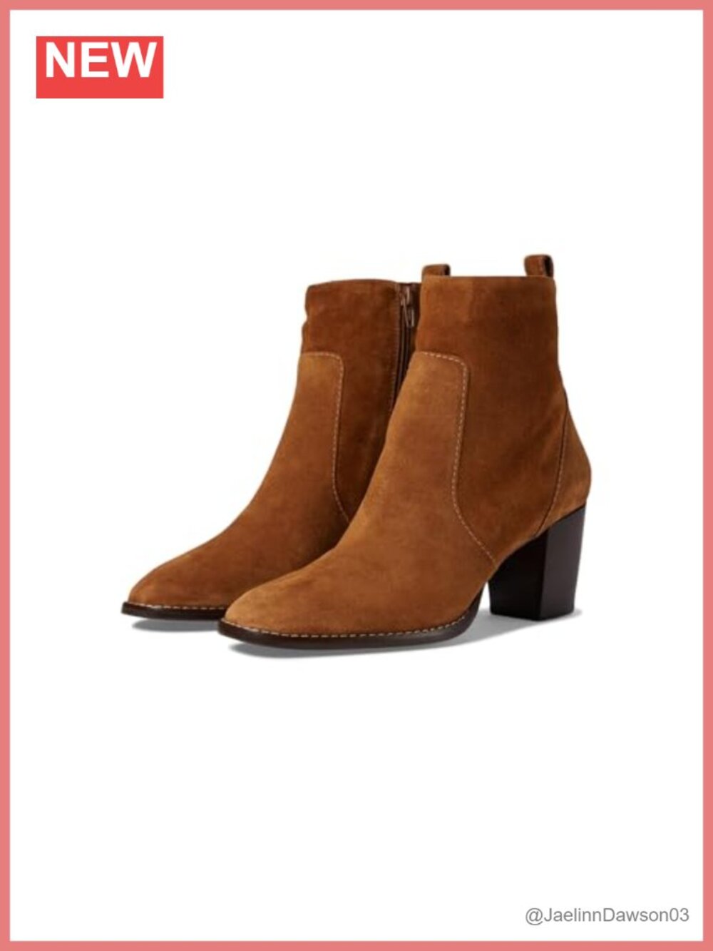 Womens Square Toe Ankle Booties Suede Leather Block Heel Zip